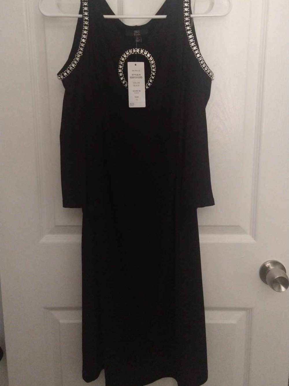 J.B.S. Black Maxi Dress with Rhinestone Trim